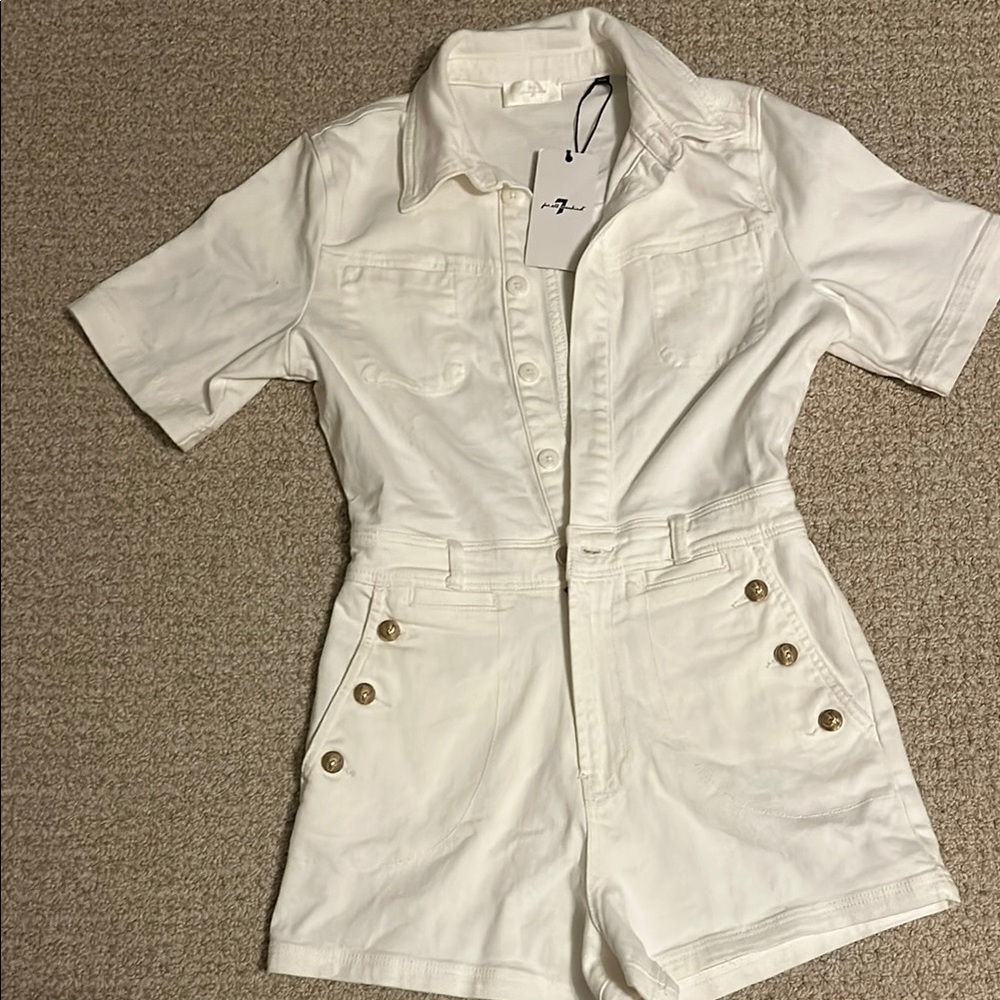 White Button-Detail Jumpsuit